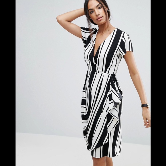 ASOS Dresses & Skirts - ASOS Drape and Waterfall Skirt Dress Black/White